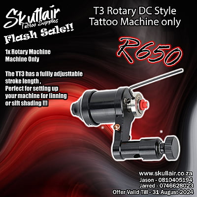 T3 adjustable stroke length rotary tattoo machine (DC)